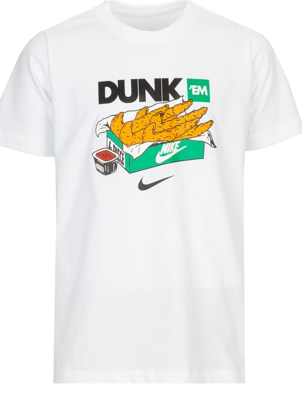 Nike White Tee SWOOSH DUNK TEE - YOUTH SIZE LARGE (12-14Y)